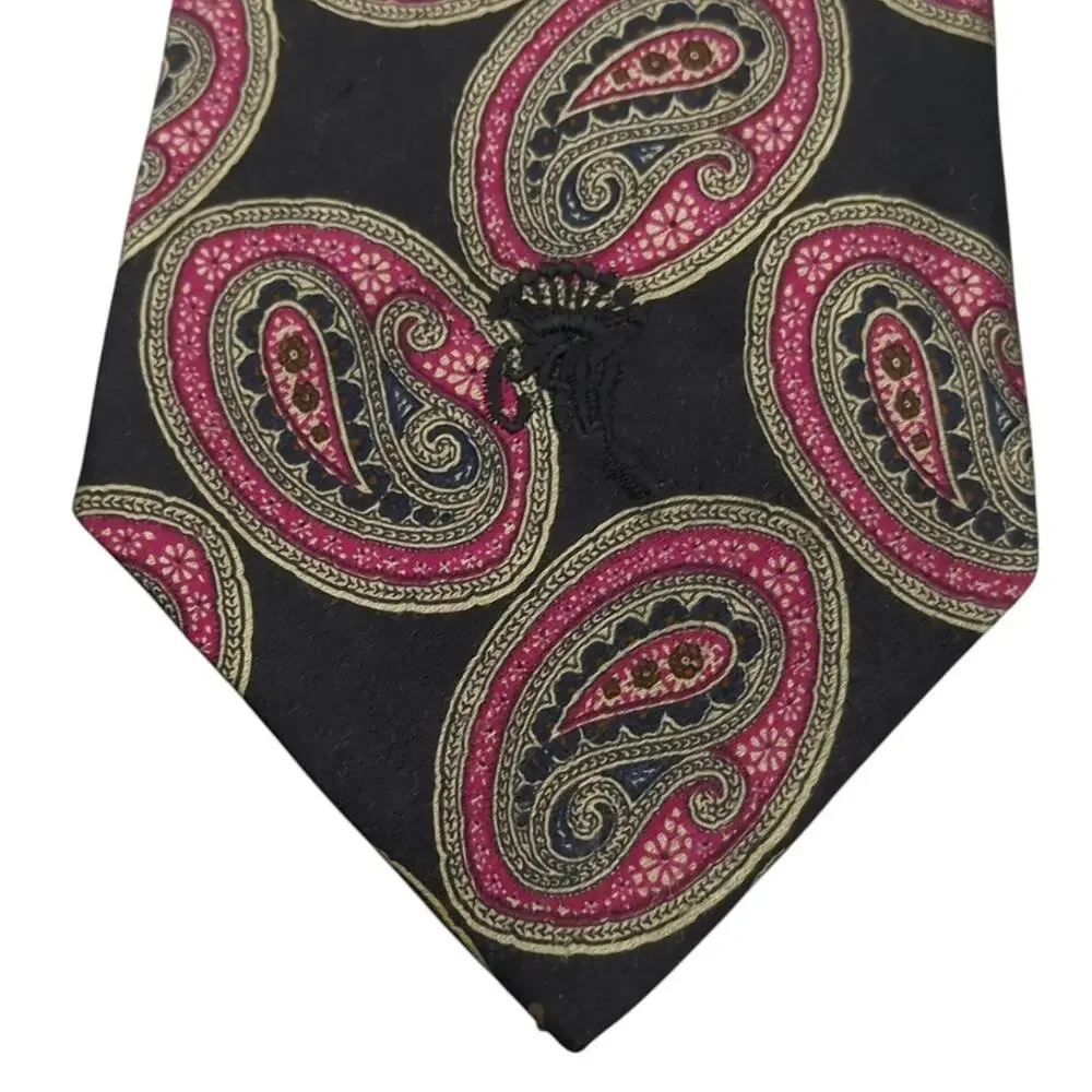 Vintage Countess Mara Men's Tie Dark Medallion‎ Paisley Silk Necktie Made in USA